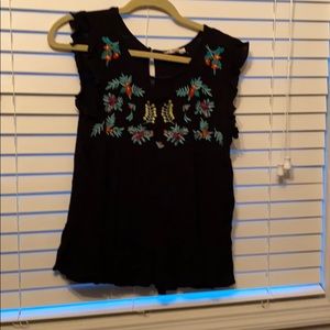 Black embroidered tank